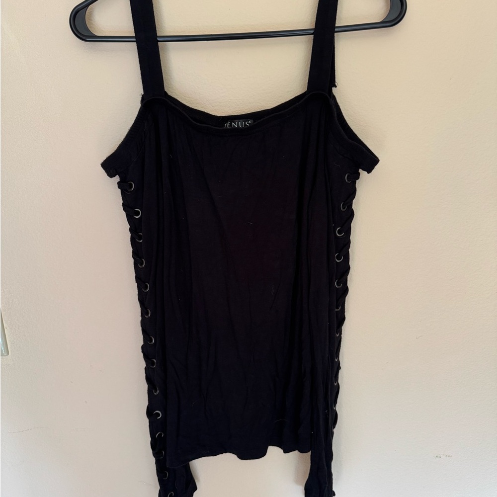 VENUS Black Tank Top with Side Grommets